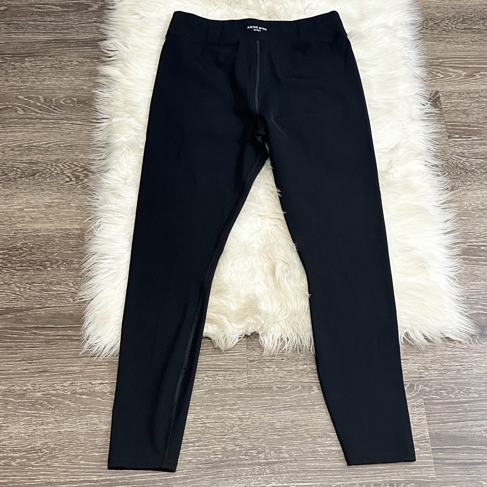 Anine Bing Sport Womens Legging Size Large Black Activewear Commute Travel Logo